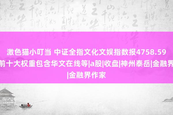 激色猫小叮当 中证全指文化文娱指数报4758.59点，前十大权重包含华文在线等|a股|收盘|神州泰岳|金融界作家