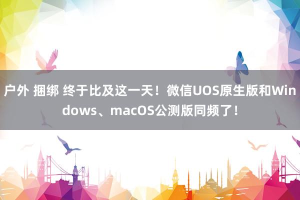 户外 捆绑 终于比及这一天！微信UOS原生版和Windows、macOS公测版同频了！